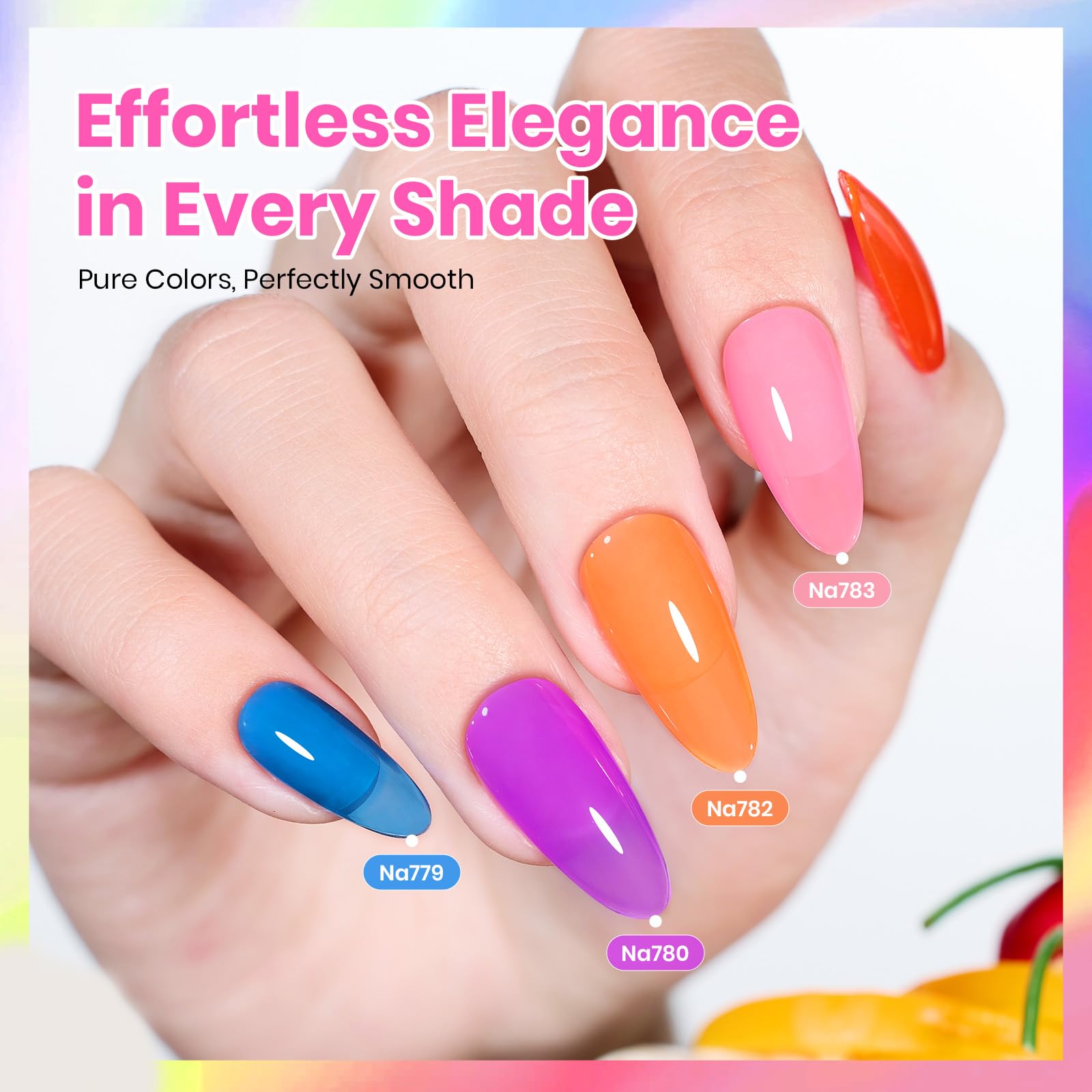 Beetles Jelly Gel Nail Polish Set bottle collection highlighting compact, portable neon shades.