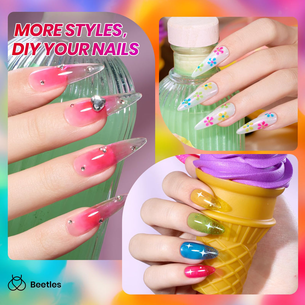 Beetles Jelly Gel Nail Polish Set brush stroke demonstrates buildable layers
