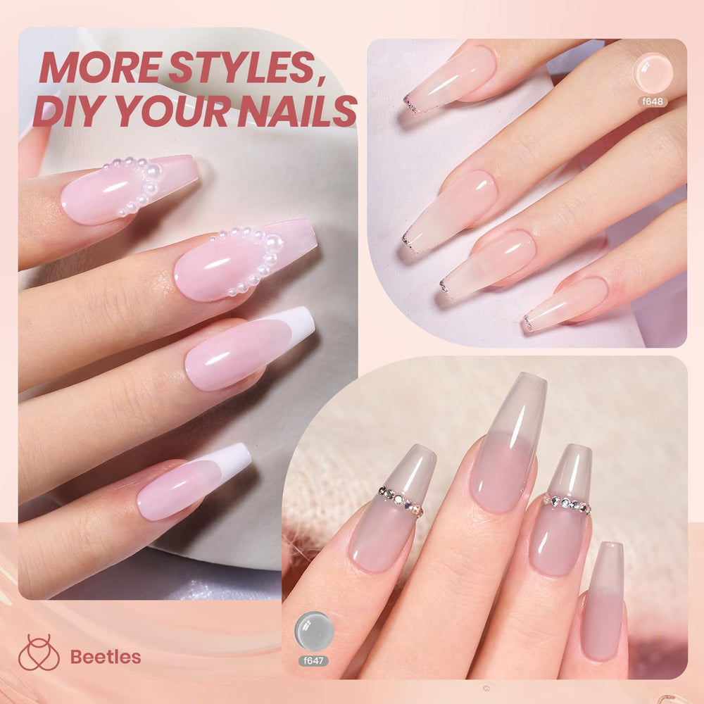 Beetles Jelly Gel swatches demonstrate buildable translucent to opaque coverage.