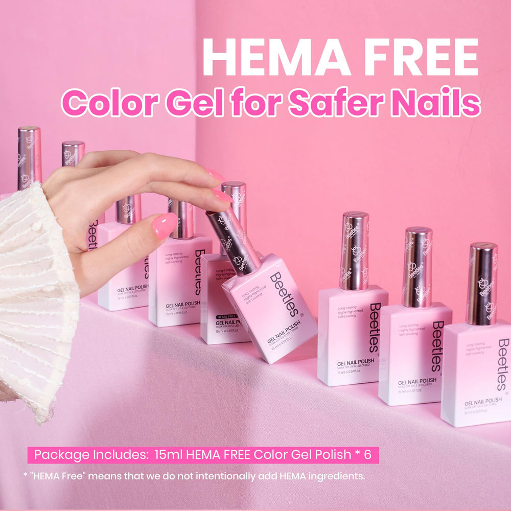 Beetles Jelly Gel Nail Polish Set color swatches showing translucent neon tones for glassy finishes.