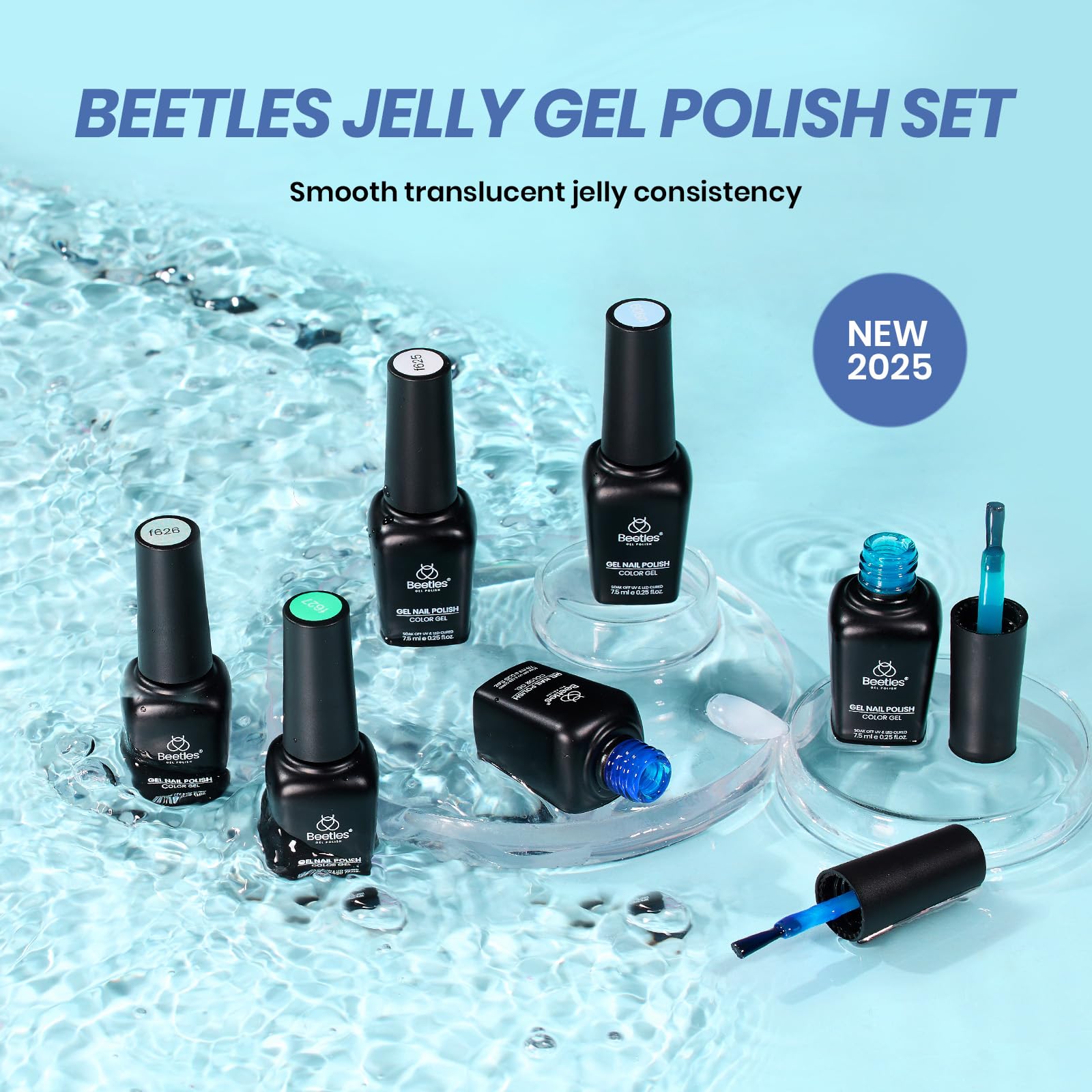 Beetles Jelly Gel Nail Polish Set nail art pen for custom designs.