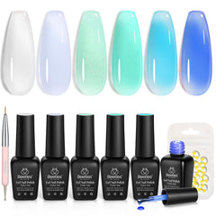 Beetles Jelly Gel Nail Polish Set swatches show vibrant summer colors.