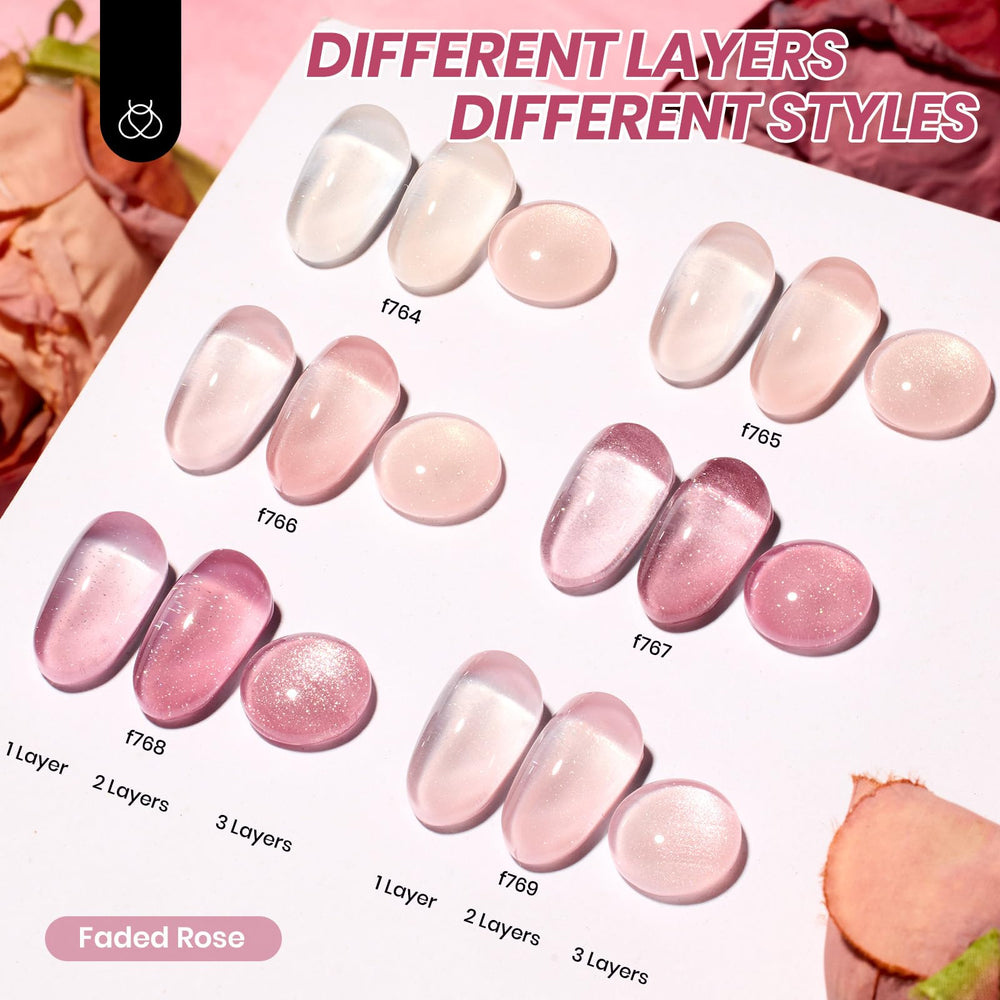 Beetles Jelly Gel Nail Polish Set swatches display all six trend shades for versatile manicures.