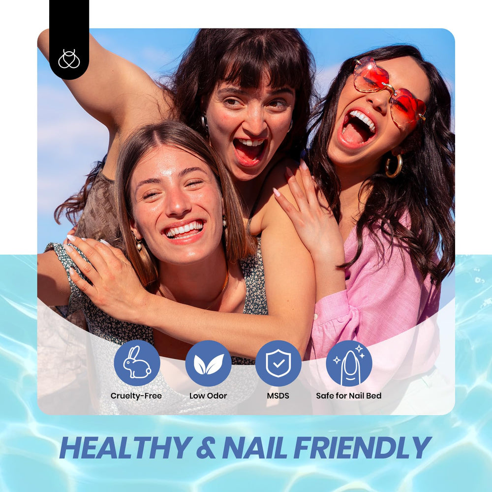 Beetles Jelly Gel Nail Polish Set includes swimming ring decal accessory.