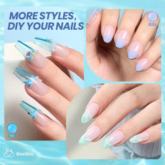 Beetles Jelly Gel Nail Polish Set turquoise shimmer for bold nails.