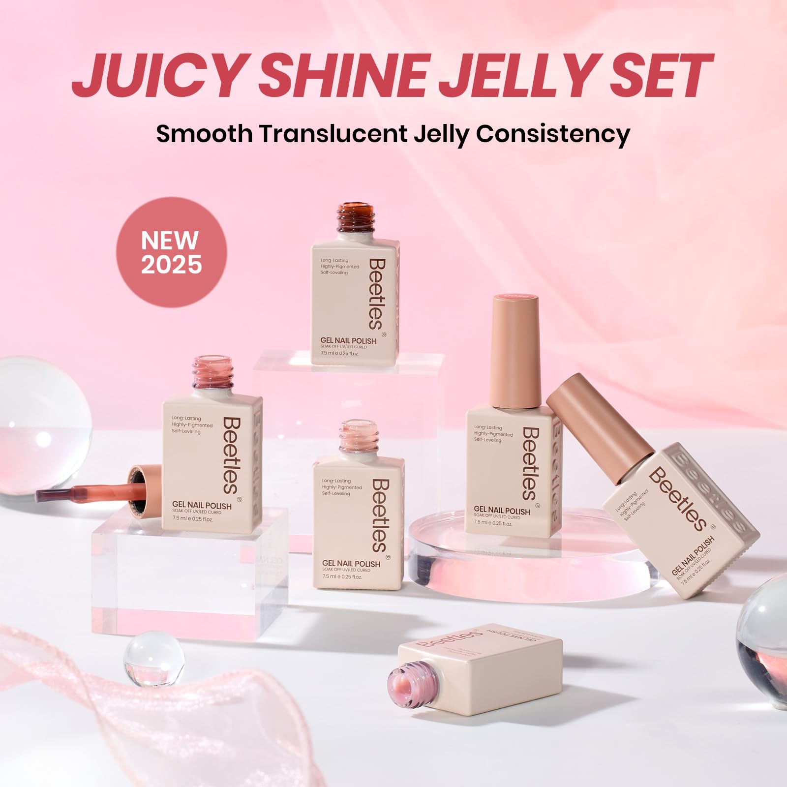 Beetles Jelly Gel translucent gloss creates a sheer, luminous look.