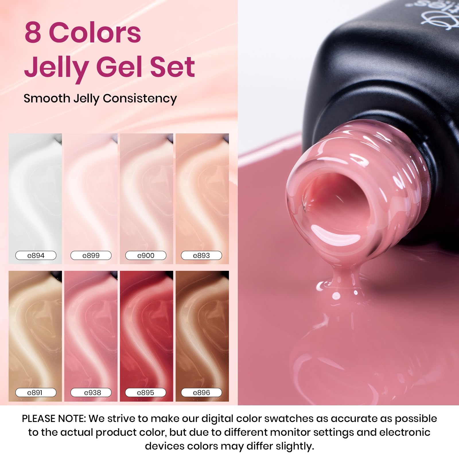 Close-up of Beetles Jelly Gel Polish bottles displaying color depth and clarity