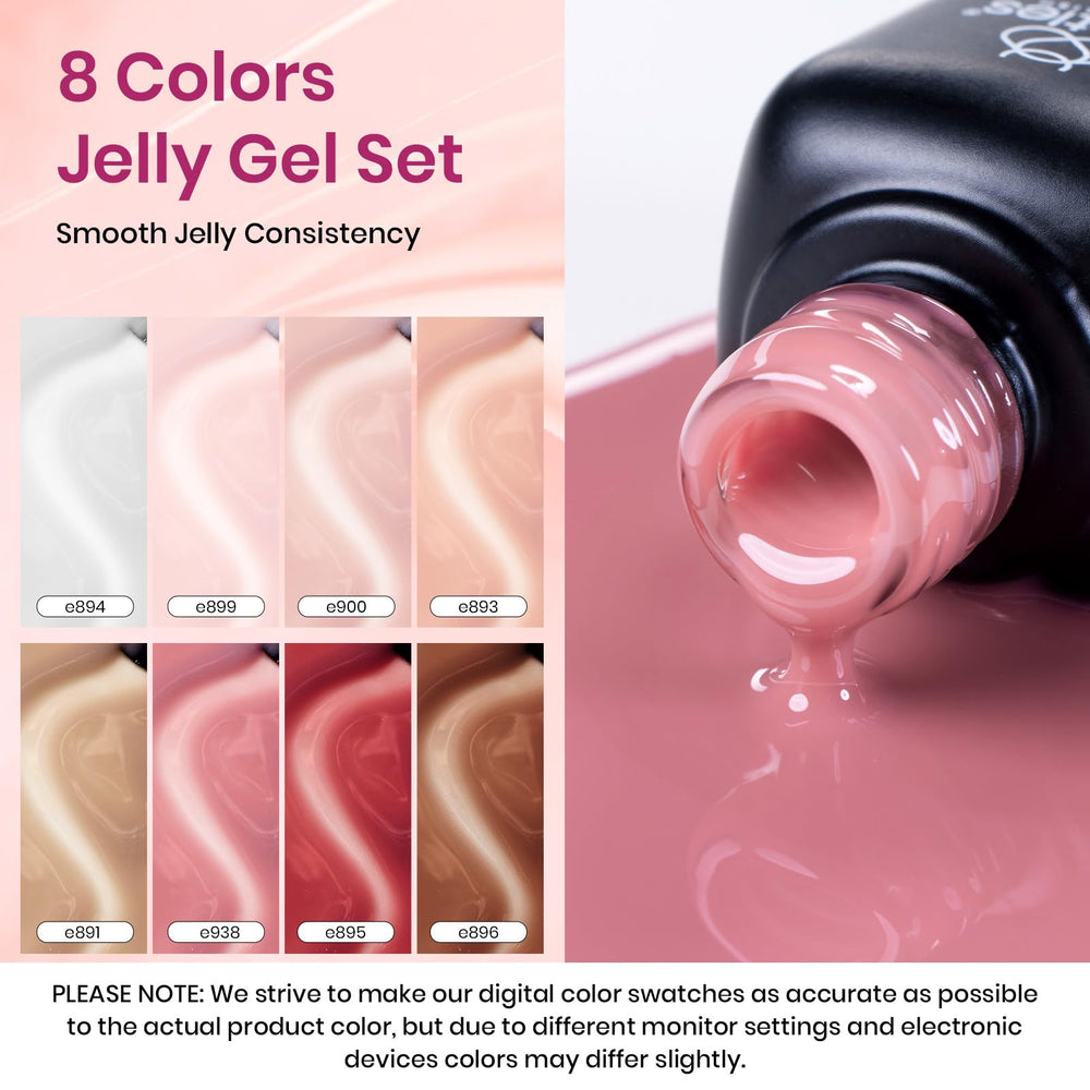 Close-up of Beetles Jelly Gel Polish bottles displaying color depth and clarity