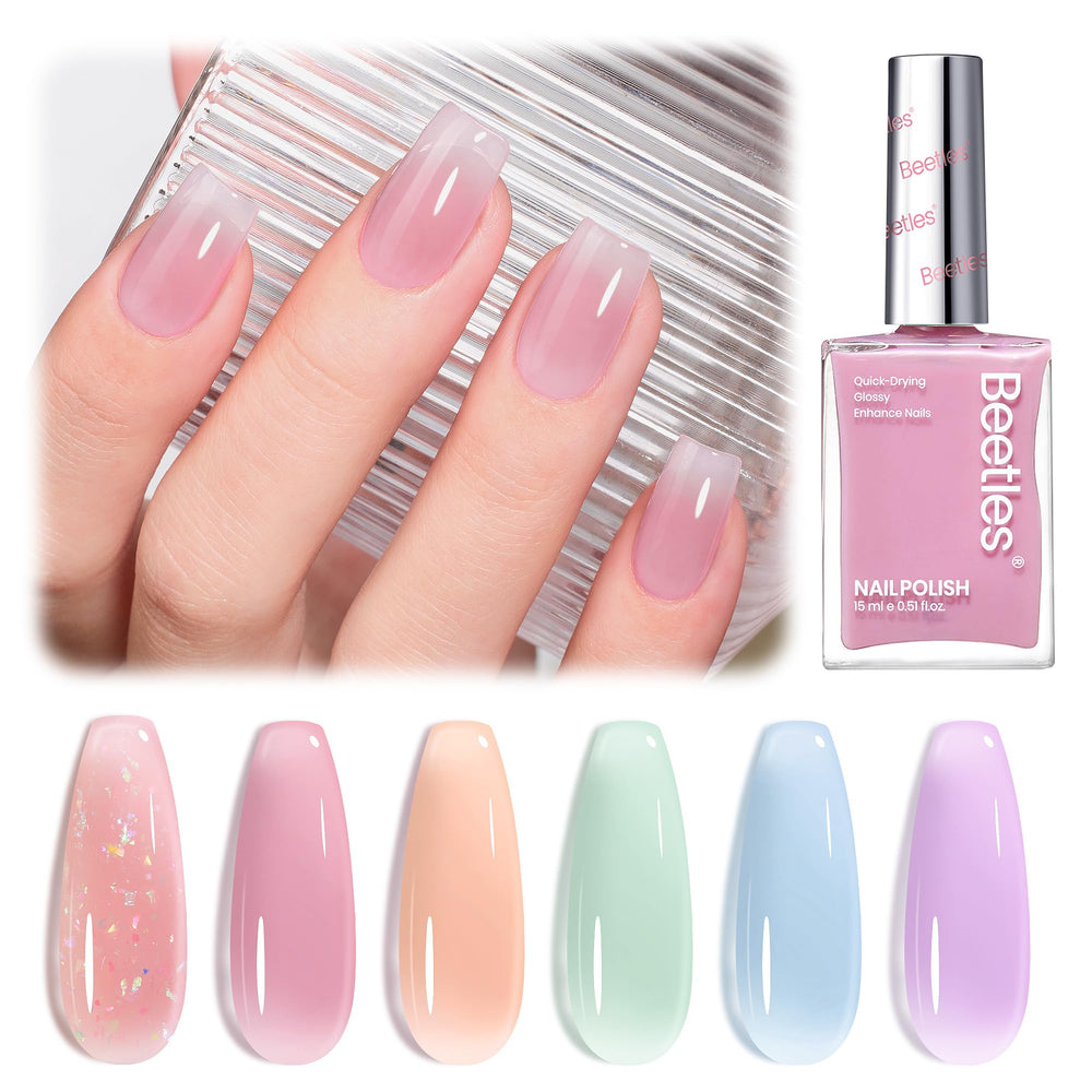 Beetles Jelly Nail Polish Set bottle closeup showcases premium pastel textures.