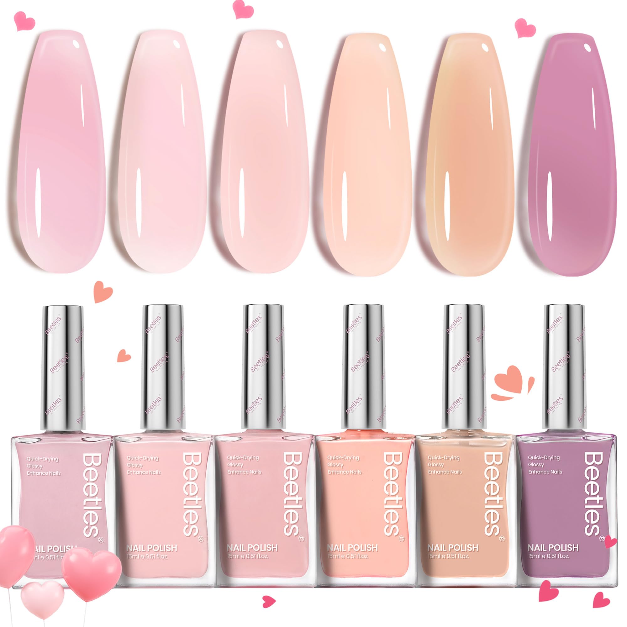 Beetles Jelly Nail Polish Set pink shade for quick dry salon style