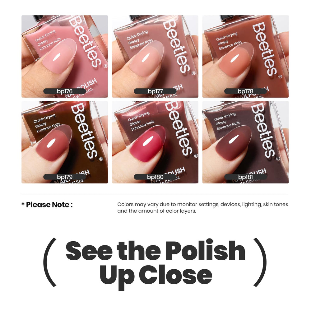 Beetles Jelly nails showcasing a polished translucent pink manicure.