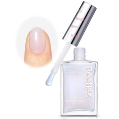 Beetles Jelly White Nail Polish bottle close-up with glossy blue-tinged finish for natural nails