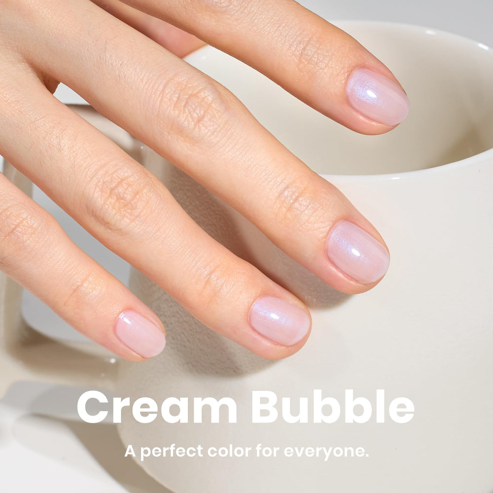 Beetles Jelly White nails-application demonstrating ridge-filling elegance and color