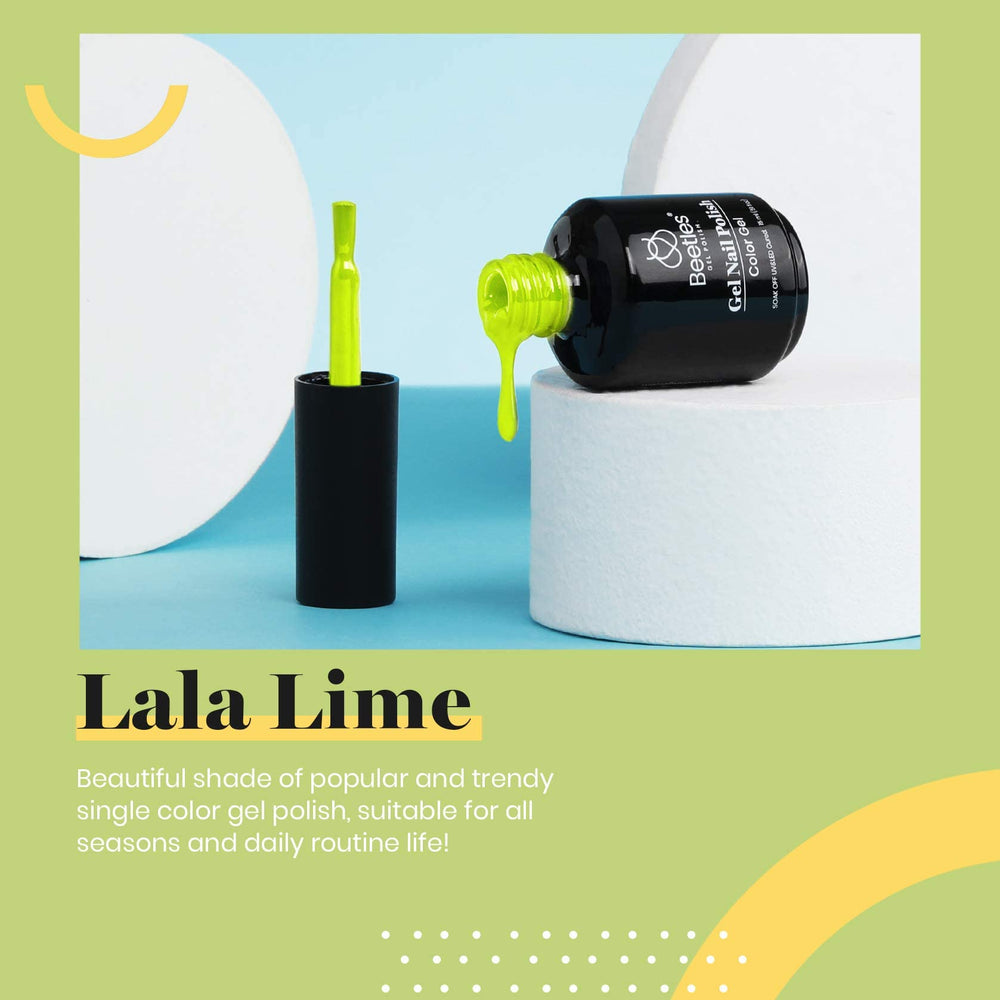Beetles Lala Lime Neon Yellow on nails for bold summer style.
