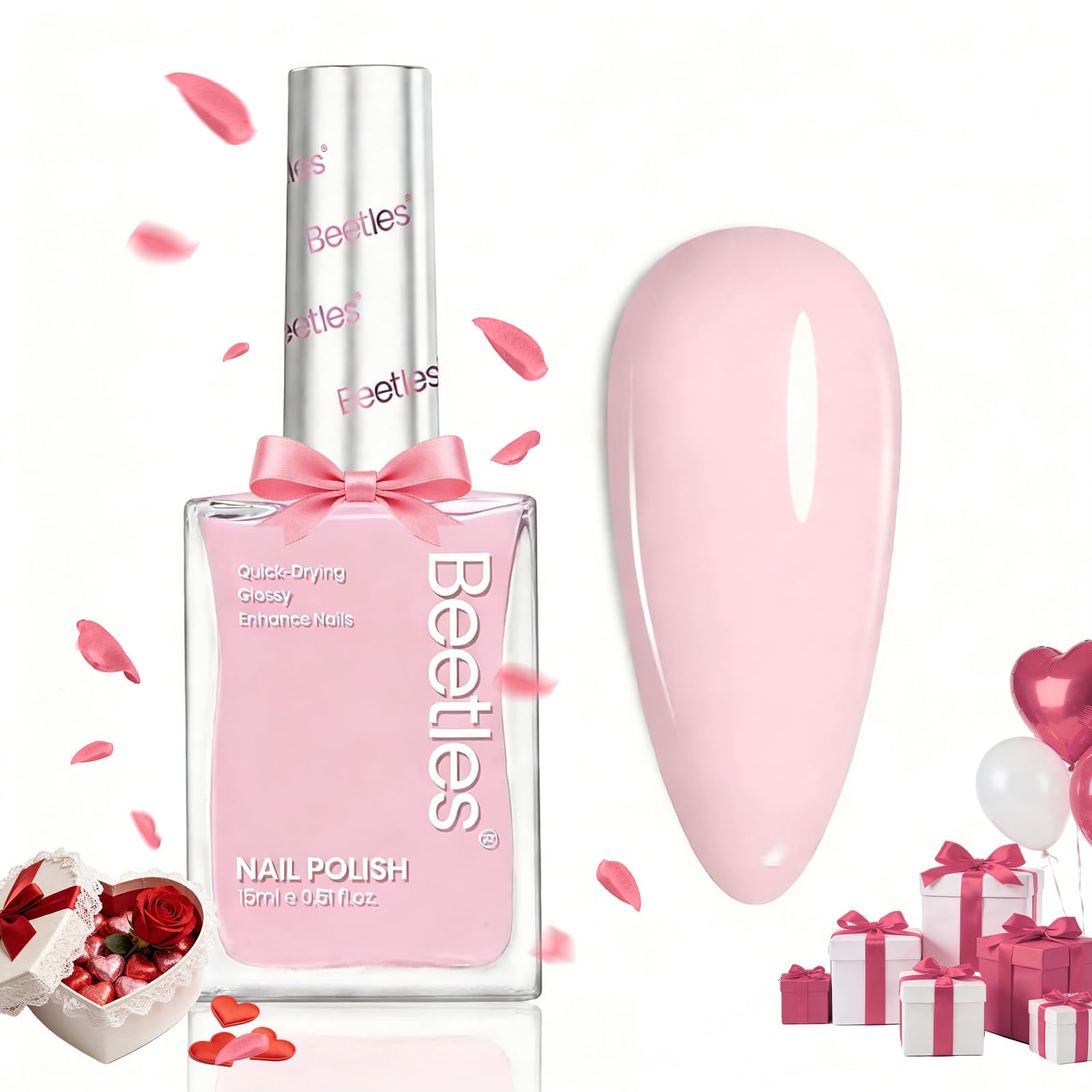 Beetles gift idea for Valentine’s Day featuring pink nail polish