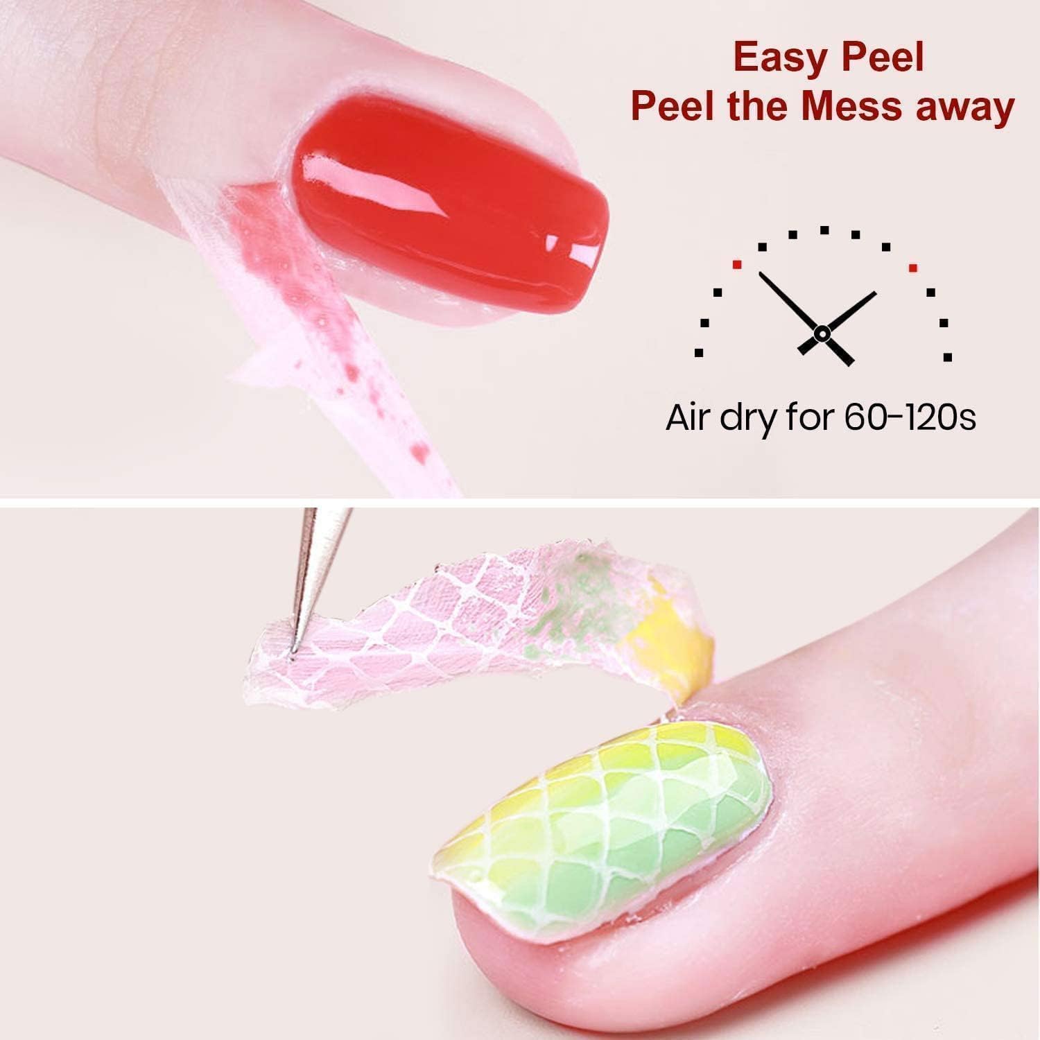 Beetles liquid latex 15ml creates a protective barrier during gel nail work.