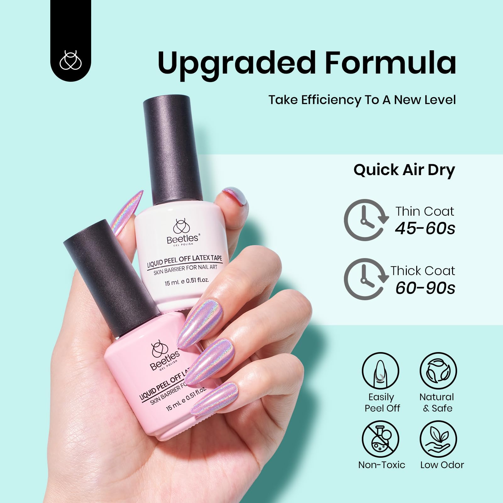Beetles Liquid Latex applies around nails for precise nail art