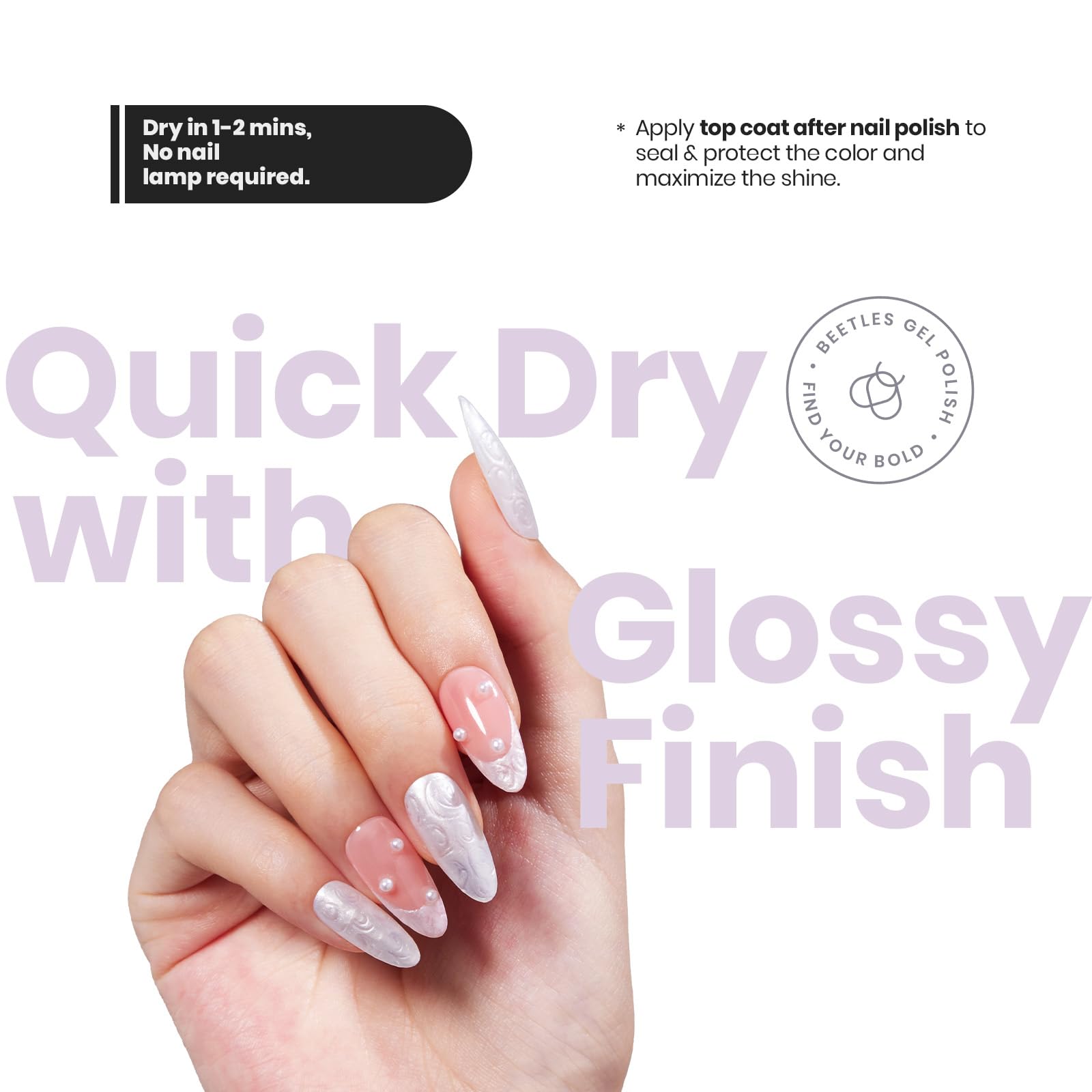 Beetles long-lasting polish on nail demonstrates eight-day durability.
