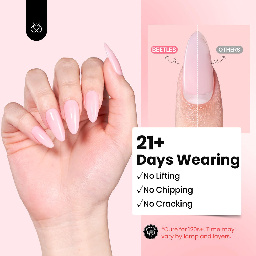 Beetles long-lasting gel supports extensions with strong, flexible nails.