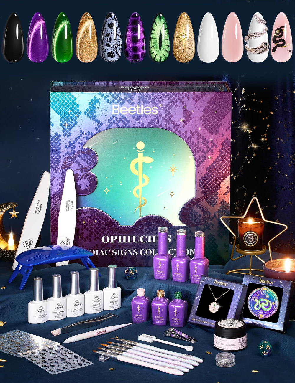 Beetles Lucky Box Ophiuchus kit in a zodiac gift box for bold nail art ideas
