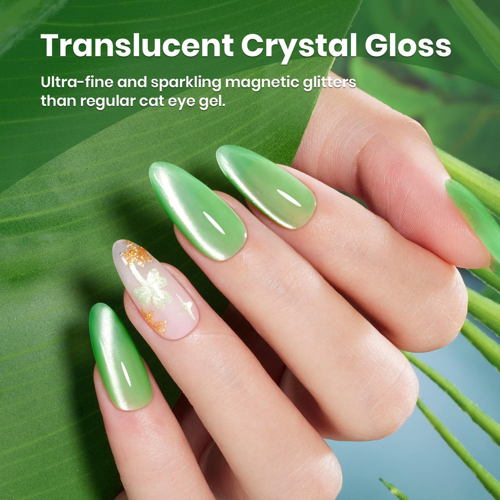 Beetles Lunar Gleam Green Cat Eye Gel with magnet