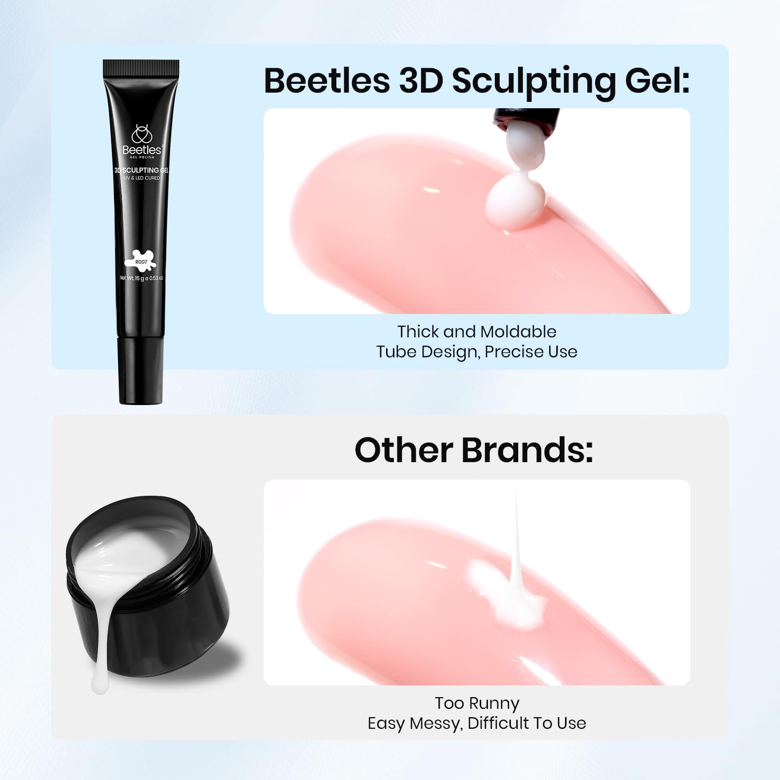 Beetles sculpting gel provides smooth, low-odor application.