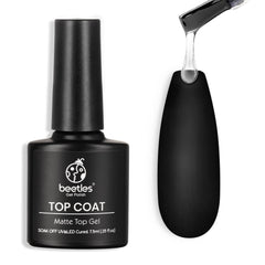 Beetles Matte Top Coat bottle provides durable, chrome-proof matte finish.