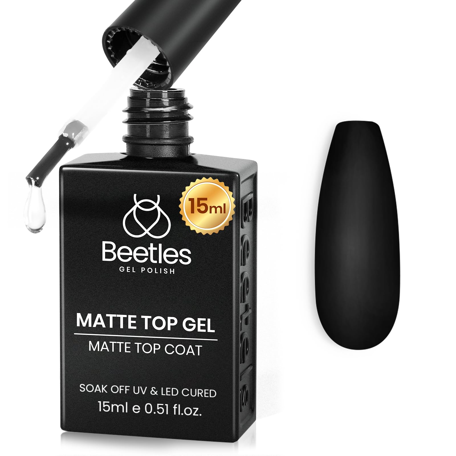 Beetles Matte Top Coat for chrome-proof matte finish on chrome powder nails