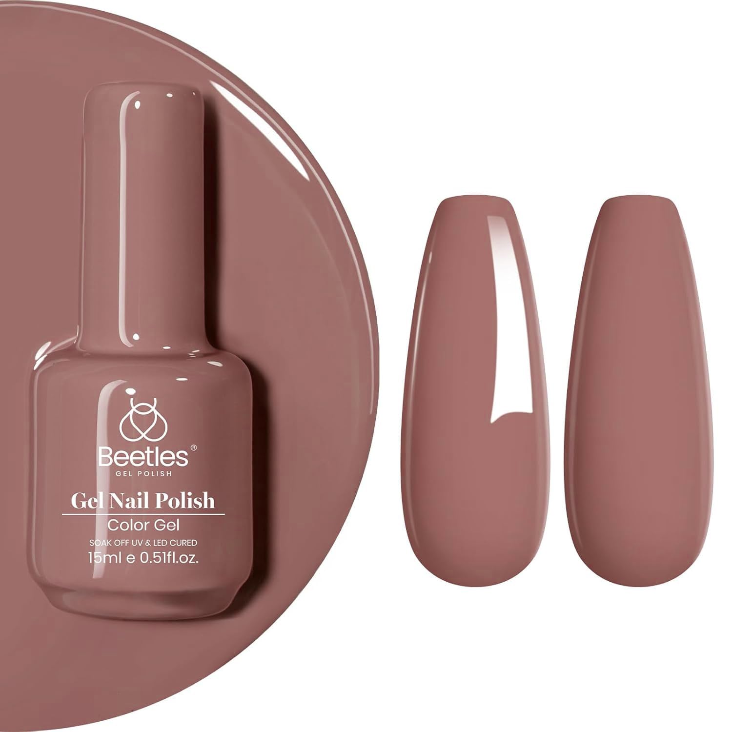 Beetles Mauve Gel Nail Polish 15ml bottle in a soft pink-mauve shade for elegant nails.