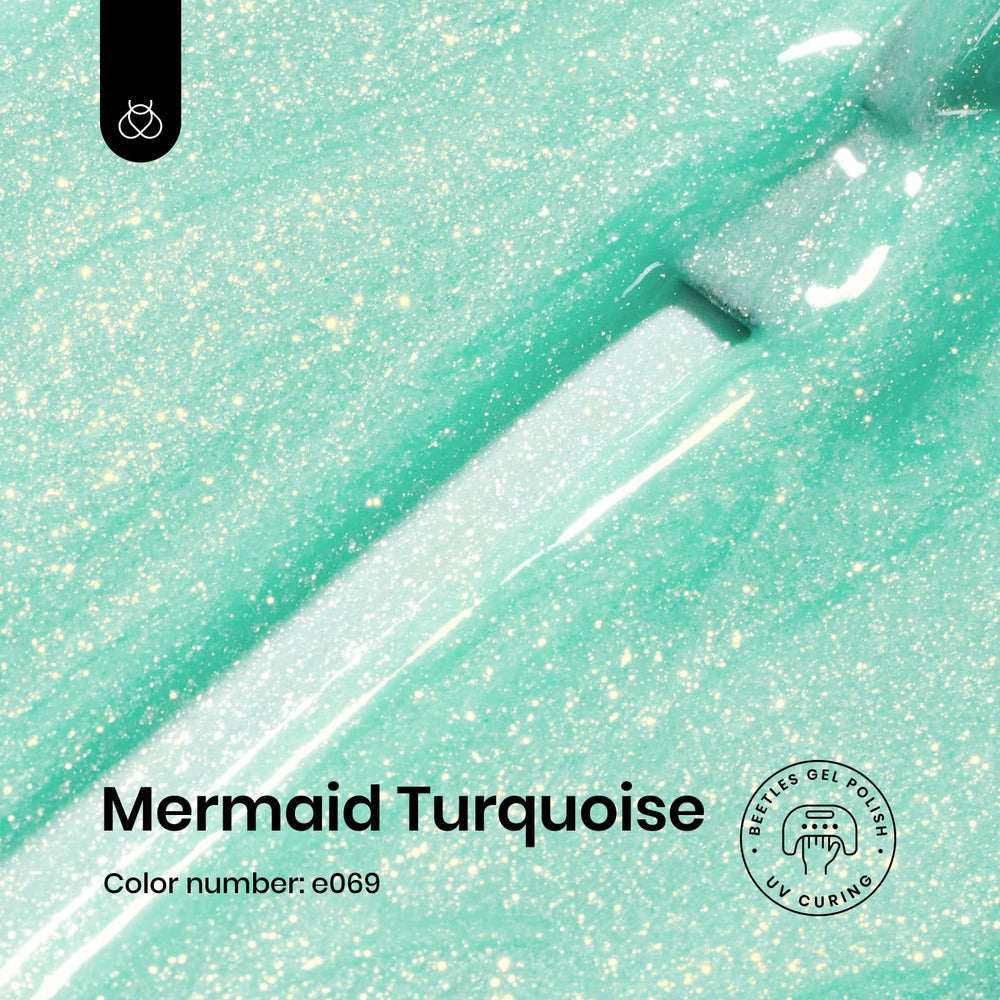 Beetles Mermaid Turquoise Glitter swatches show vibrant shimmer