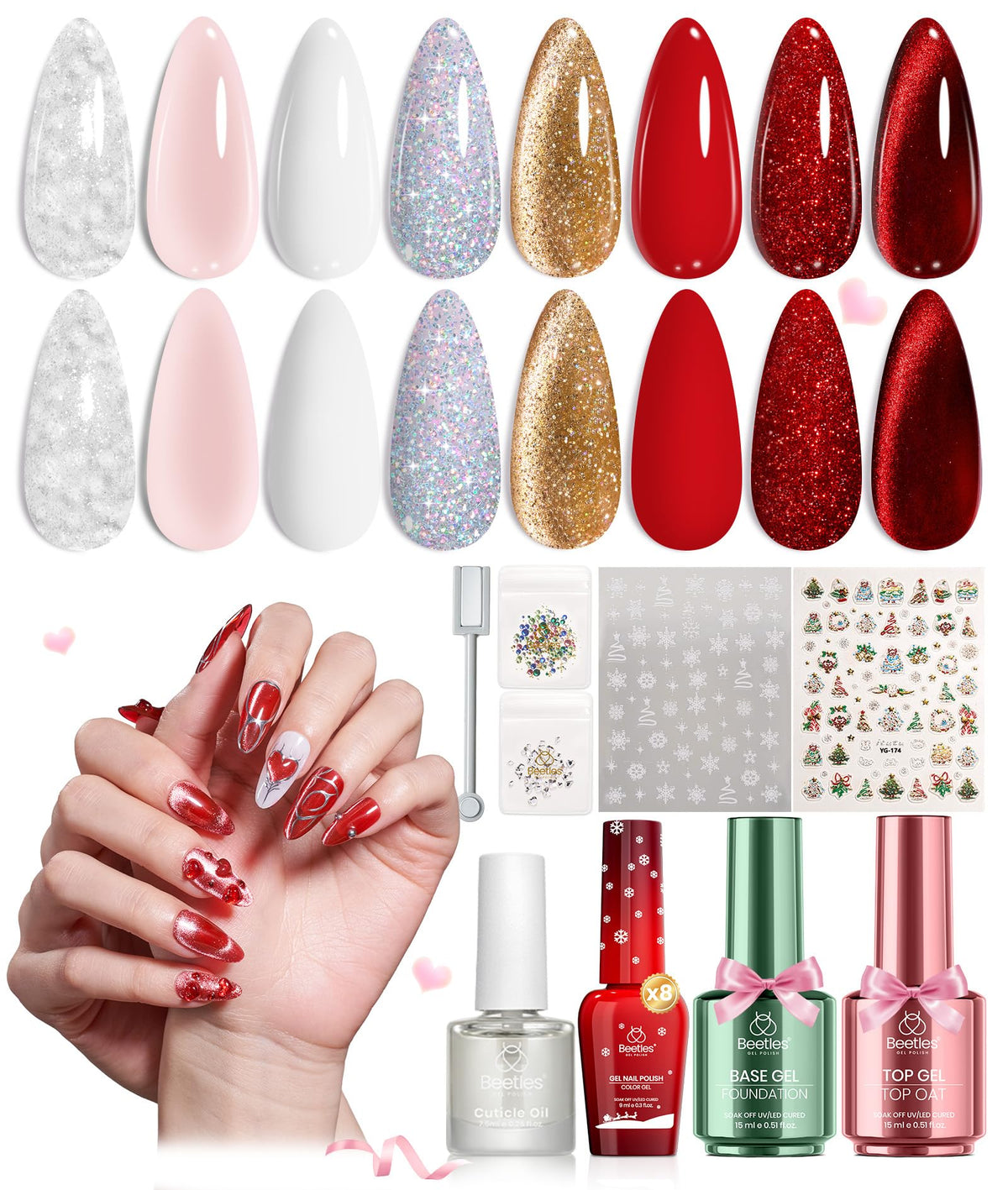 Beetles Merry Glow Red Cat Eye gel polish for bold holiday nails