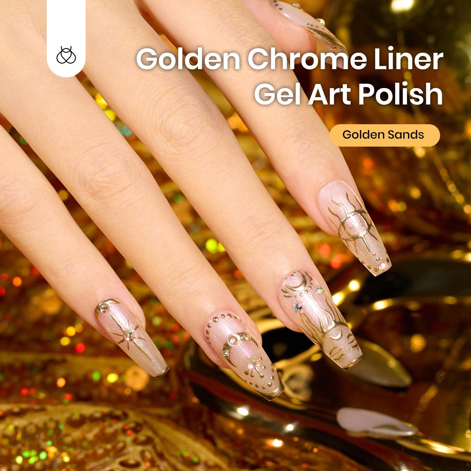 Beetles Metallic Gold Gel Liner showcases 3D mirror chrome finish for bold art