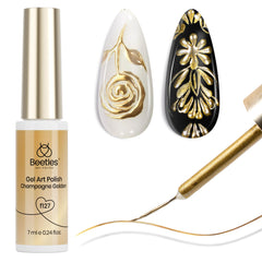 Beetles Metallic Gold Gel Liner used for elegant French tips with metallic glow