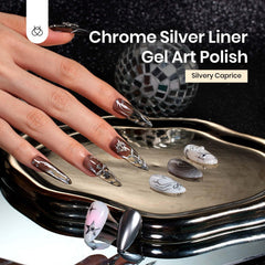 Beetles Metallic Silver Liner Gel chrome finish reflecting light