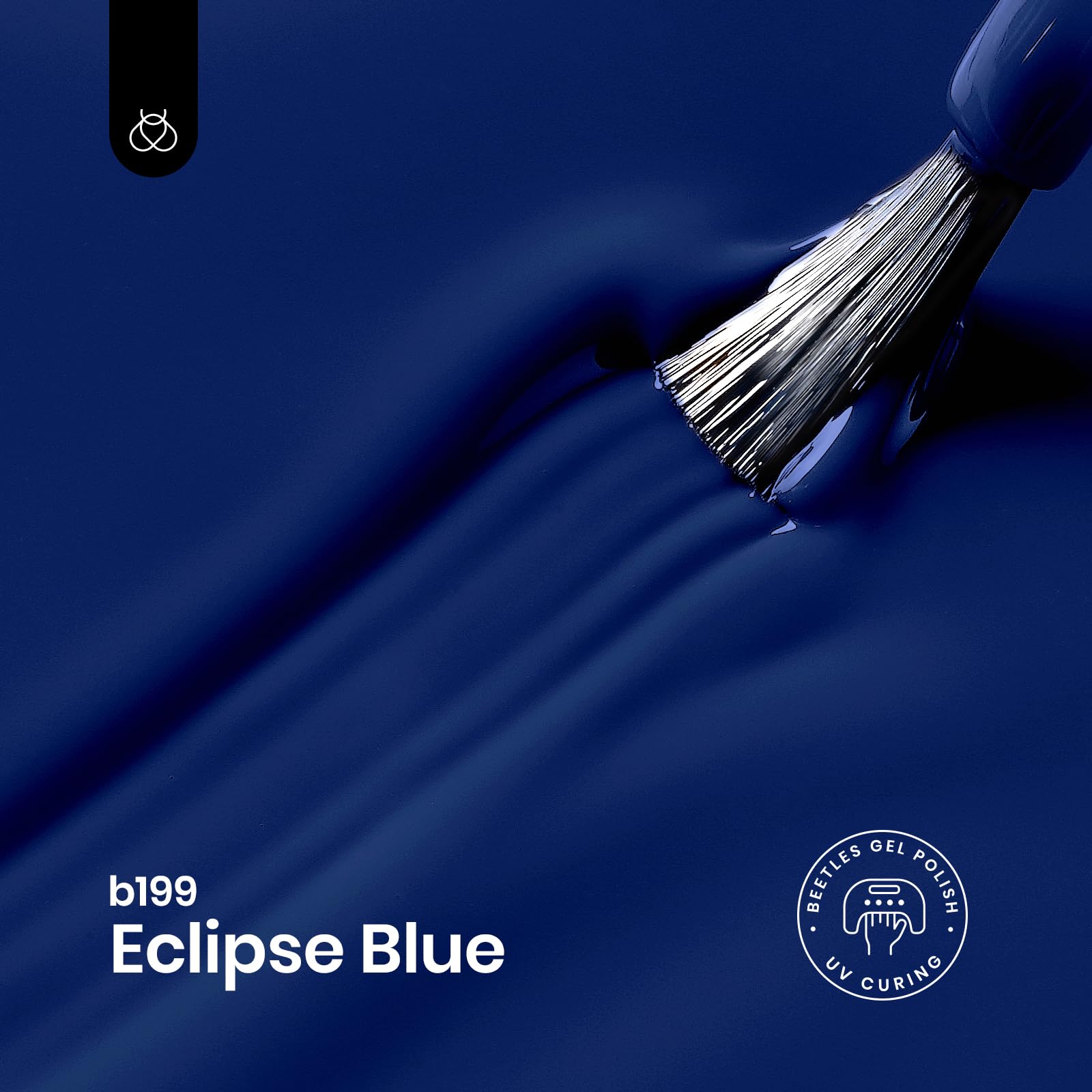 Beetles Midnight Navy Gel Polish Gloss Finish reflects rich color.