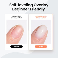 Beetles Milky White Rubber Base Gel Polish on nails illustrating strong foundation.