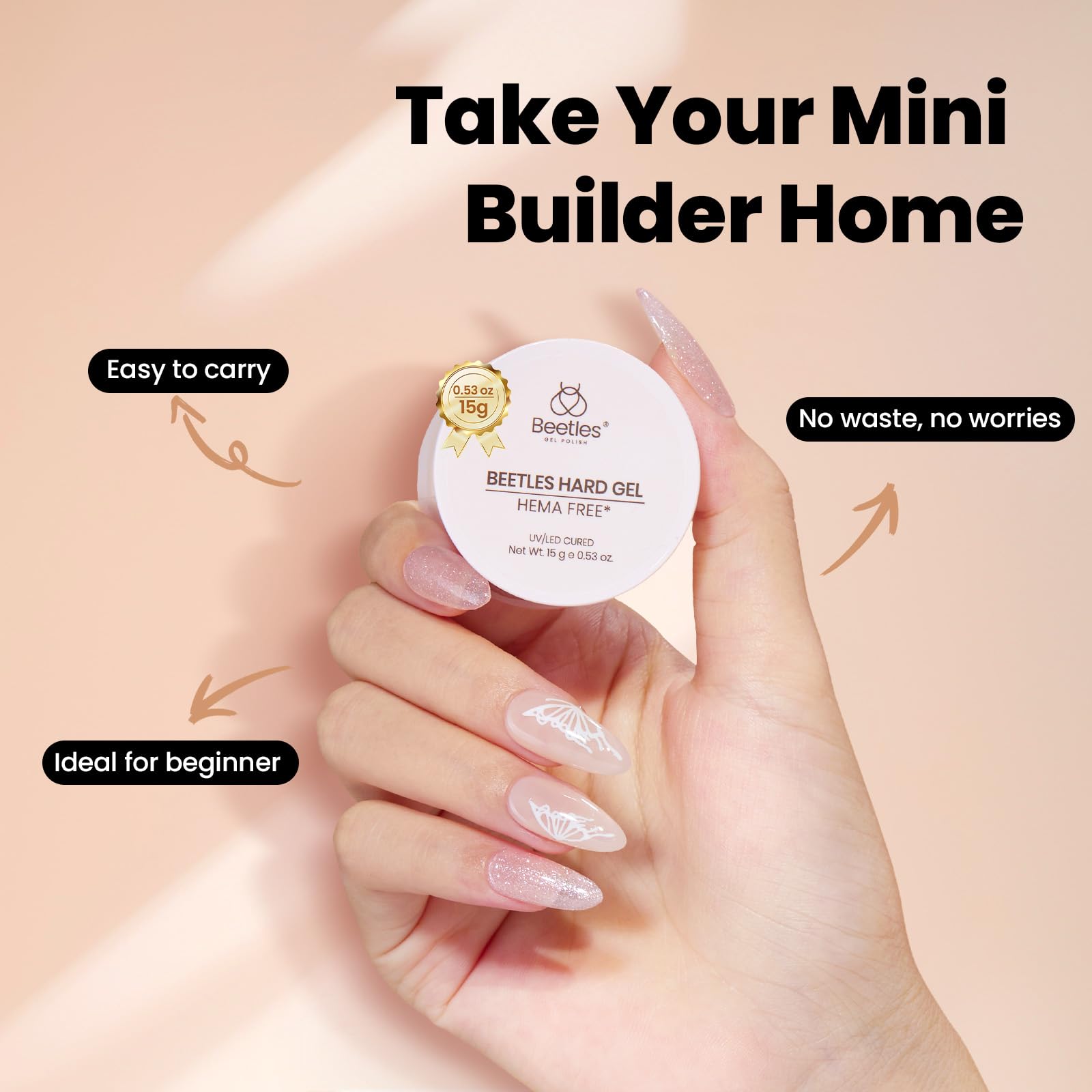 Beetles mini size 0.5 oz packaging ideal for salons and travel kits.