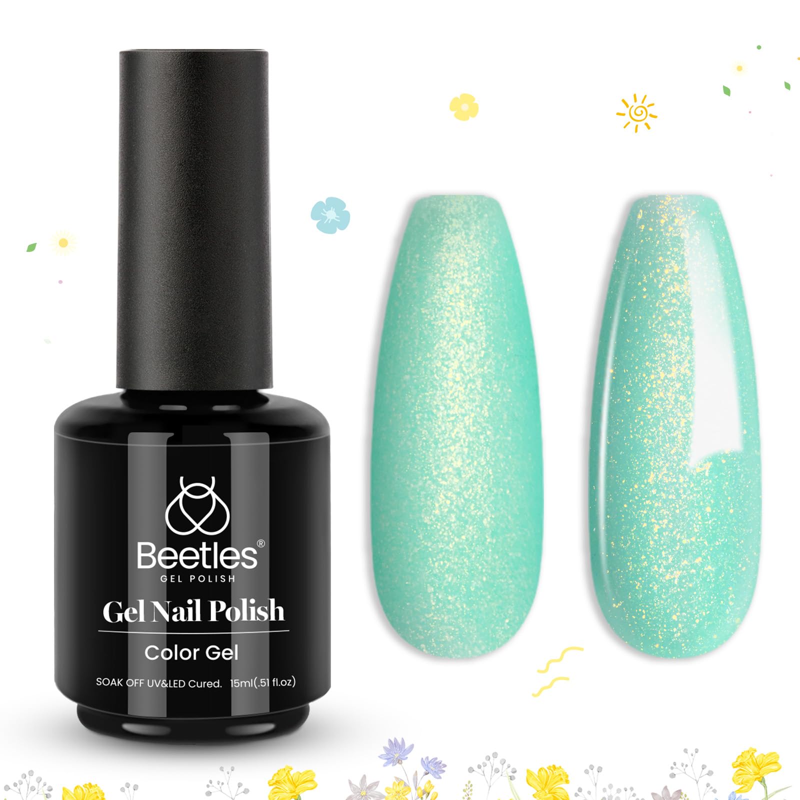 Beetles Mint Green Gel Polish bottle with long-lasting color for nails