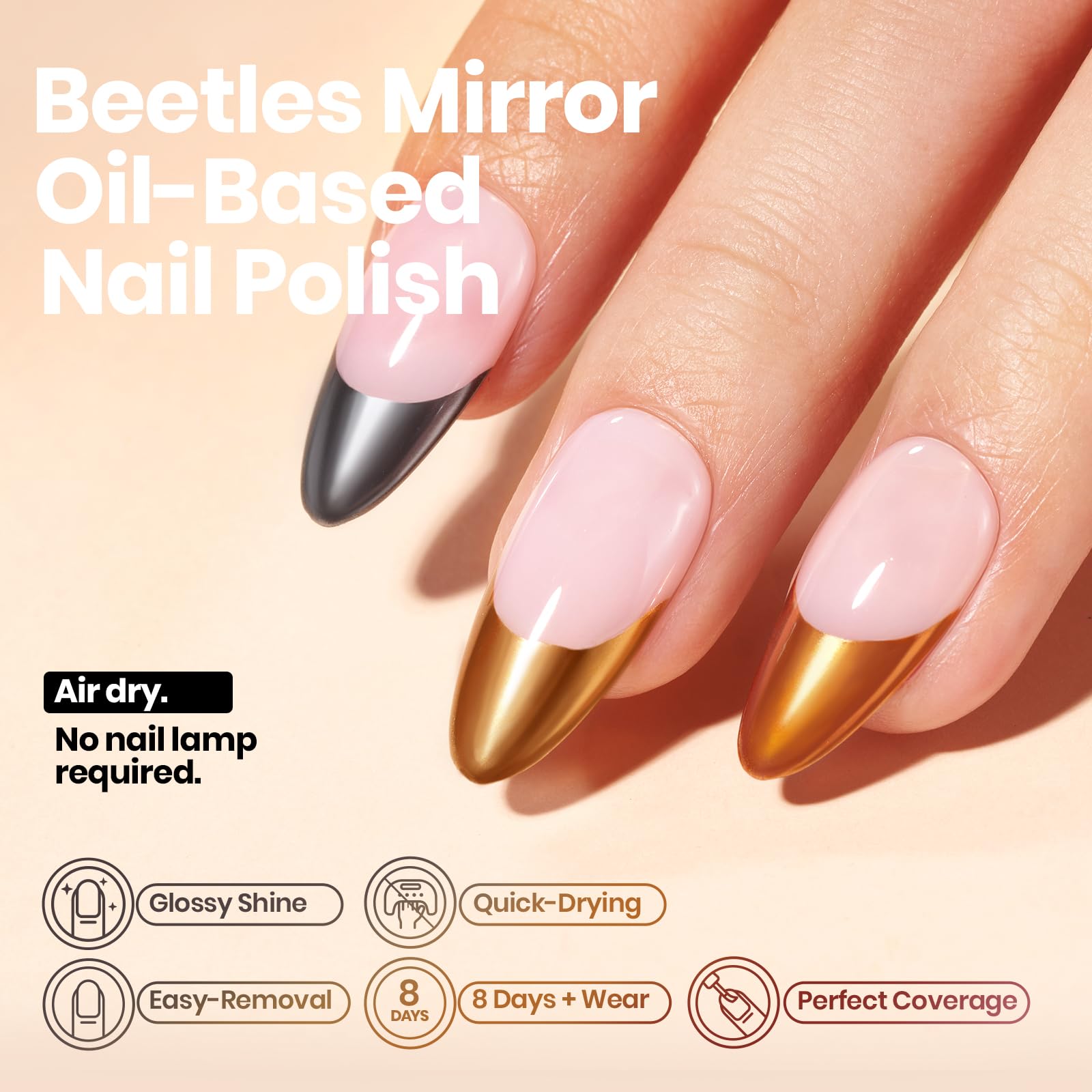 Beetles Mirror Nail Polish Set Gunmetal for bold metallic shimmer on style-driven nails.