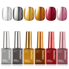 Beetles Mirror Nail Polish Set Silver chrome for dazzling, high-gloss nails.