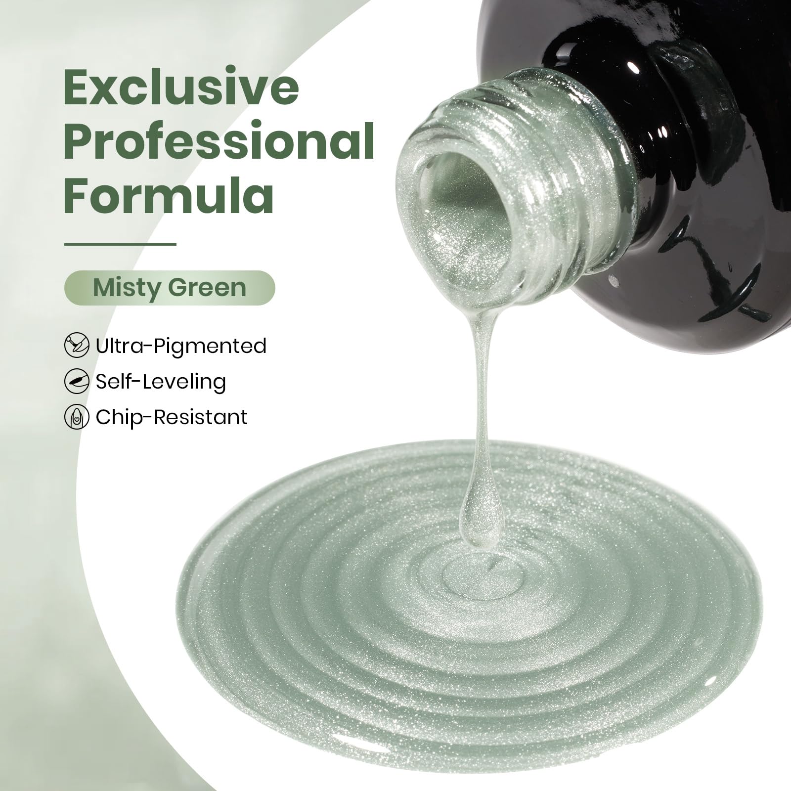 Beetles Misty Green nails stay vibrant up to 28 days.