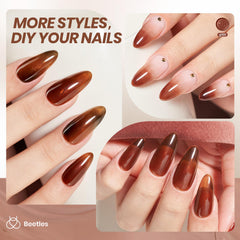 Beetles Mocha brown jelly on nail, natural translucent effect for everyday elegance