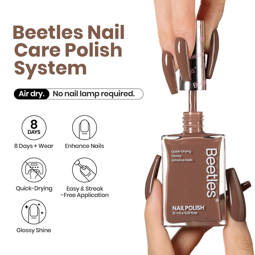 Beetles Mocha Mousse brush stroke highlights even coverage and smooth application.