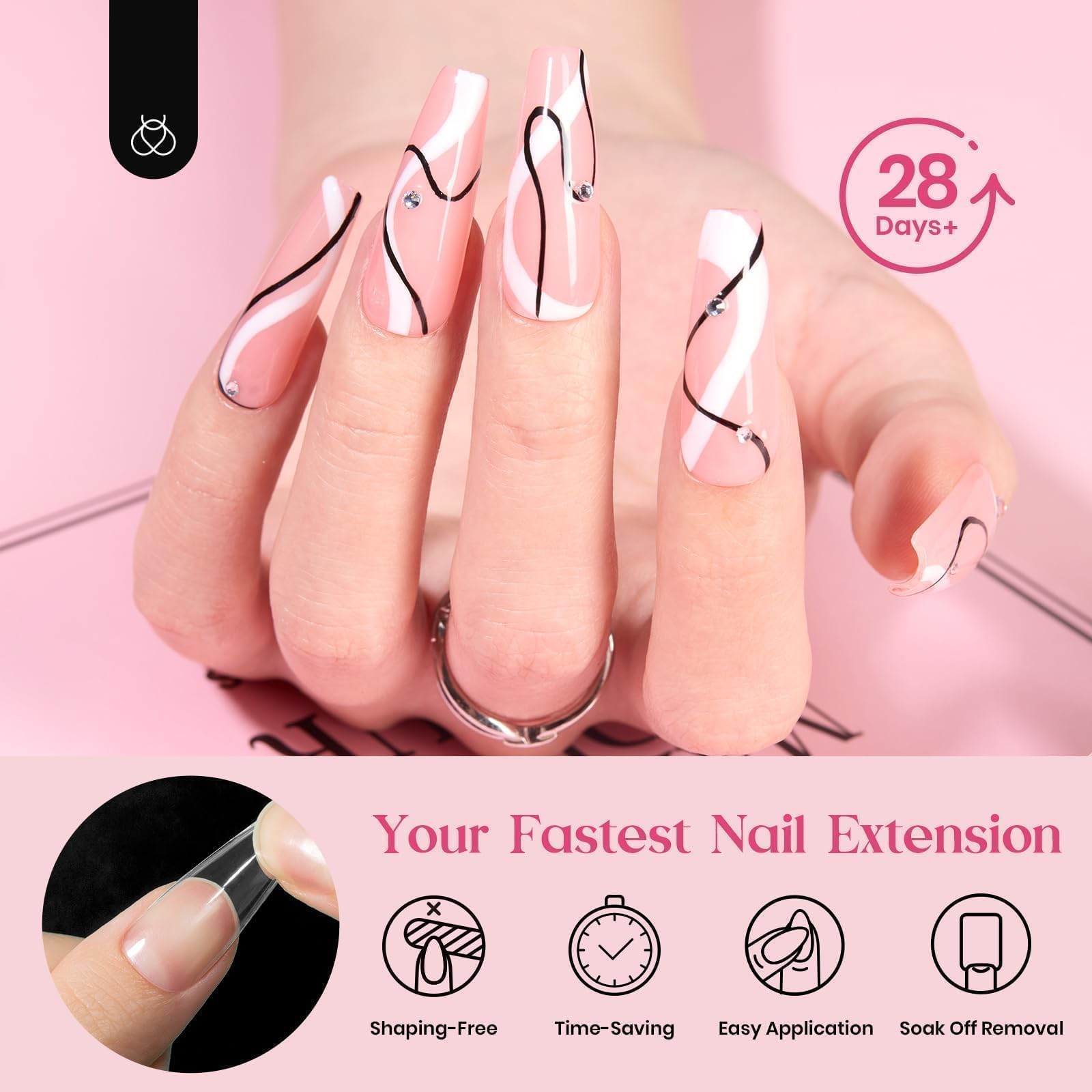 Beetles gel nail tips support multiple applications like gel, acrylic, or dip.