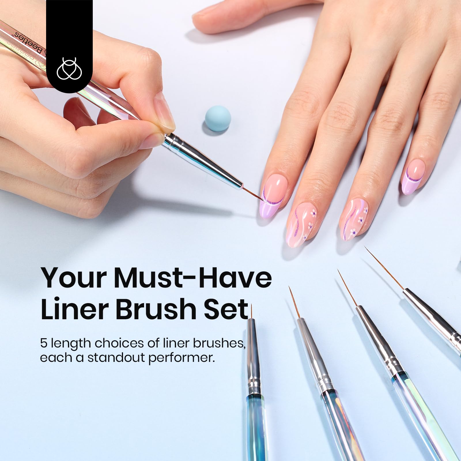 Beetles Gel Polish nail art brush 11mm for delicate patterns and clean curves