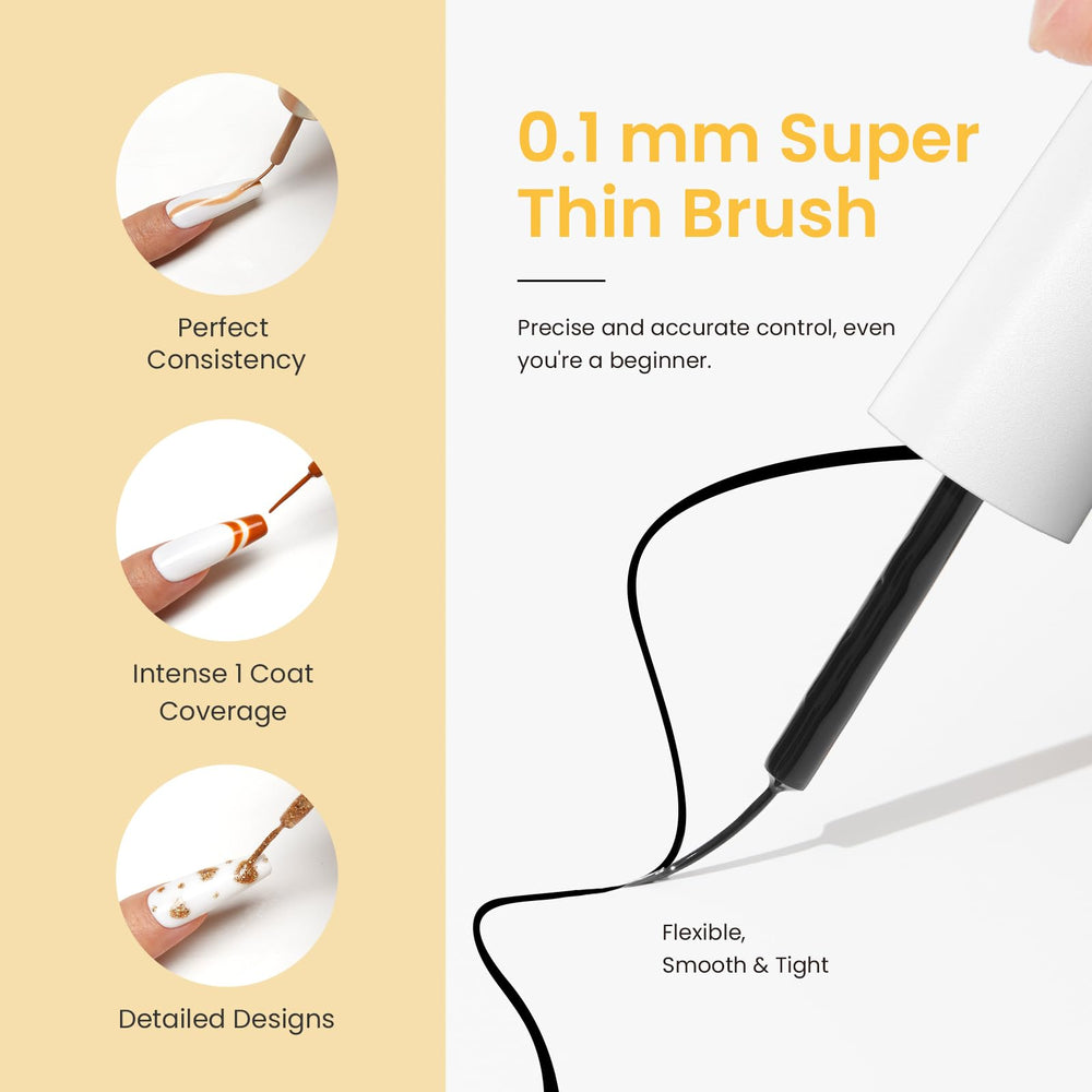Beetles Nail Art Liner Set white bottle for crisp design lines.