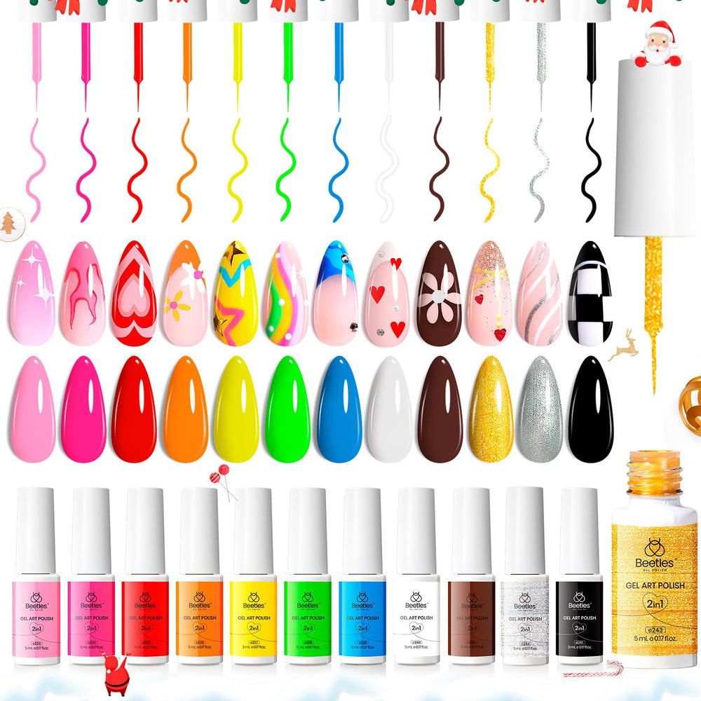 Beetles nails with multi-color set for easy art.