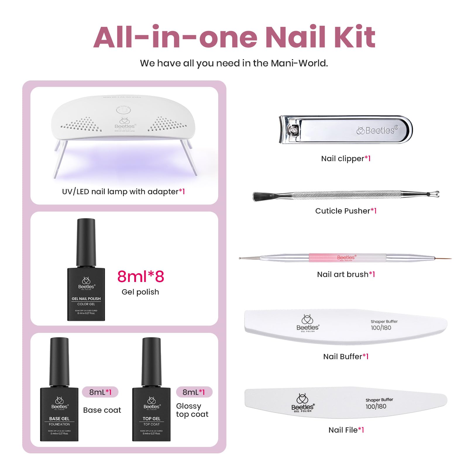 Beetles nail art tools and decoration kit for DIY designs
