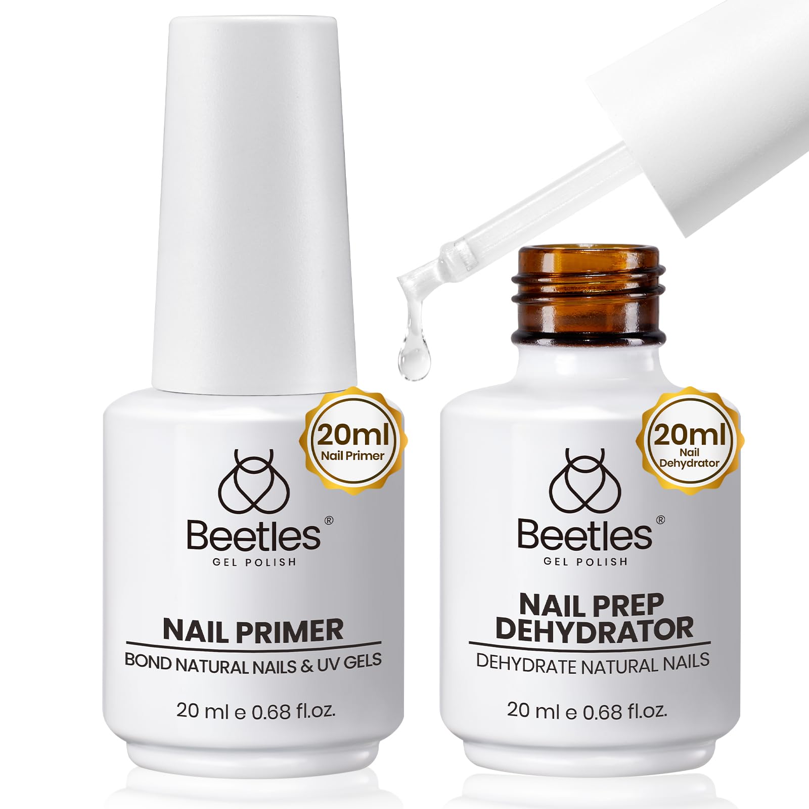 Beetles nail dehydrator bottle close-up, highlighting the 20ml capacity for salon use