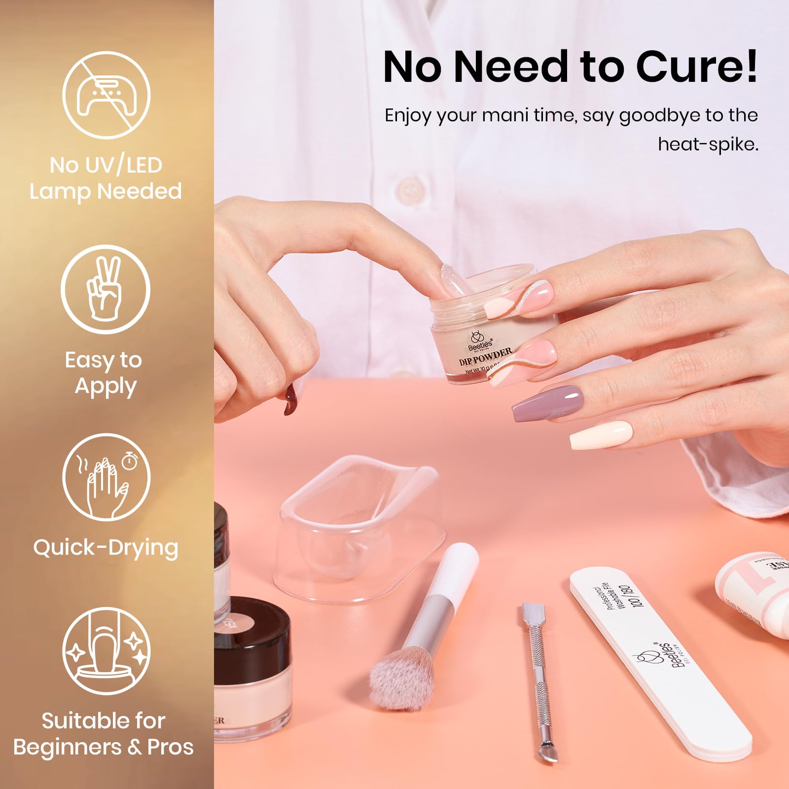 Beetles nail dip kit demonstrates easy, quick application for home or salon.